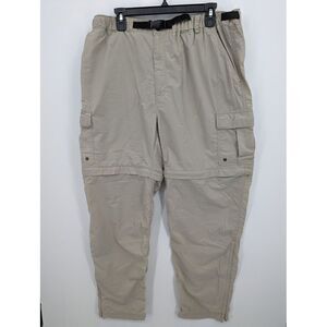 REI Men's Nylon Khaki Beige Convertible Hiking Fishing Belted Pants Shorts Large